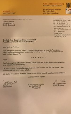 Dominik Kiechle Gesellenpruefung 2018