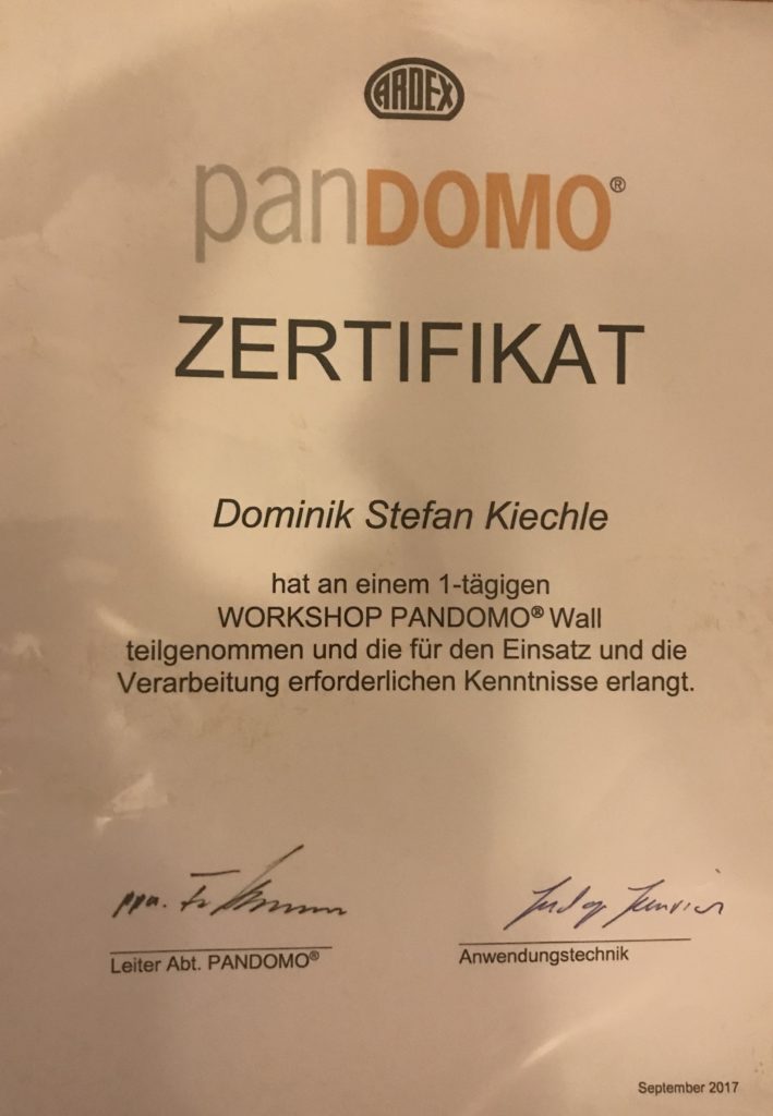 Pandomo Zertifikat 2017 